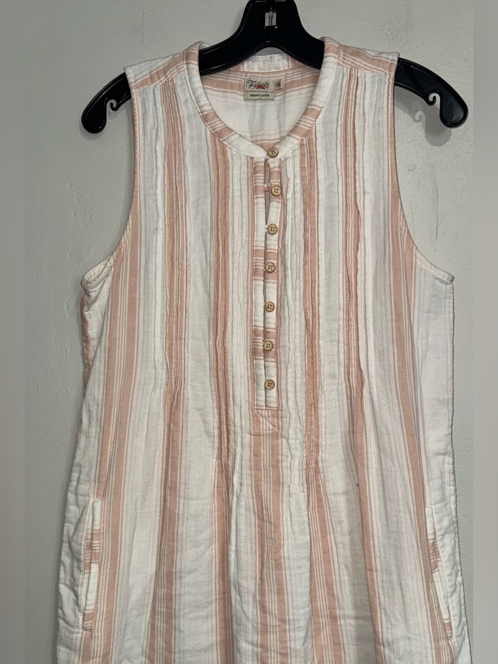 Faherty Cream and Blush Striped Sleeveless Mini Dress - Picture 9 of 14